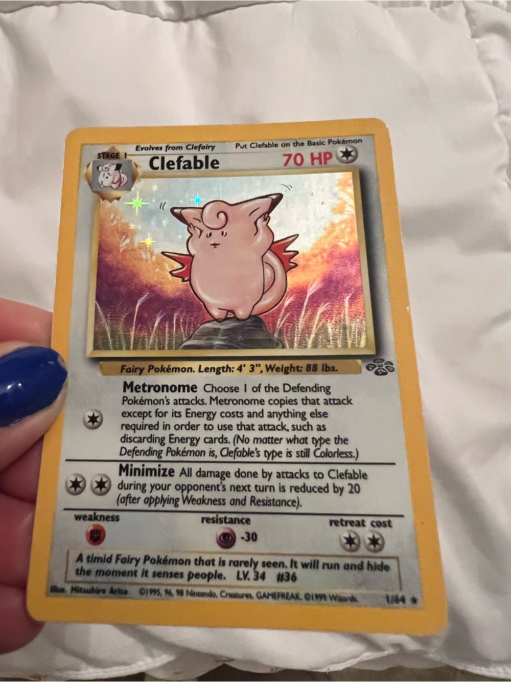 1999 RARE Clefable 1/64 Jungle Holo Unlimited Pokemon Card - Picture 7 of 10